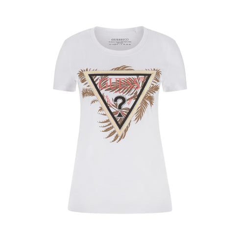 T-shirt Donna Triangle Palm Print, a girocollo